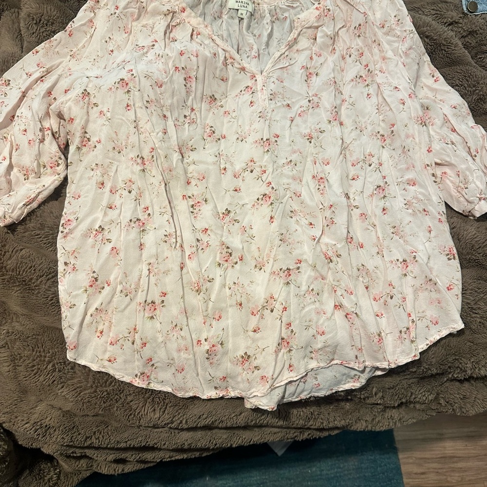 Marina Luna-Pink Floral Pink Women's Top